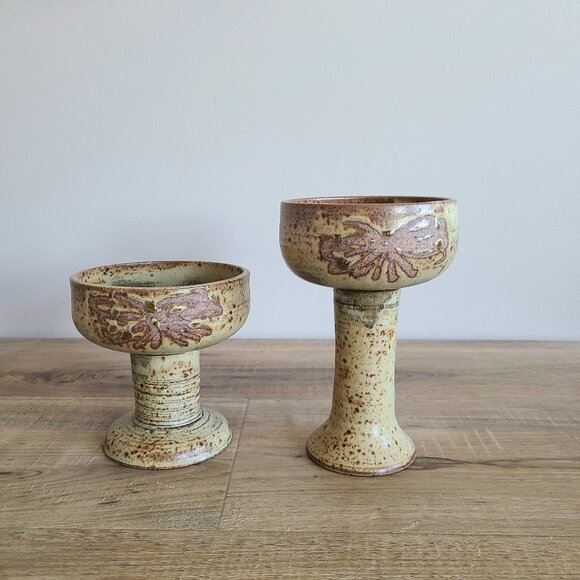 Handmade large ceramic goblets signed by artist. - Picture 1 of 8